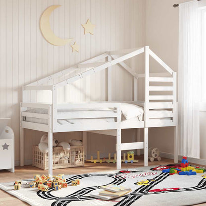 Kids' Bed Roof Solid Wood Pine White 188 cm 82 cm