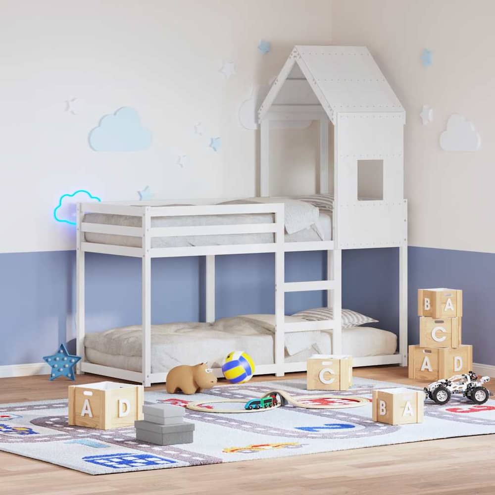 Kids' Bed Roof 60x89x134.5 cm Solid Wood Pine White 139.5 cm 99 cm