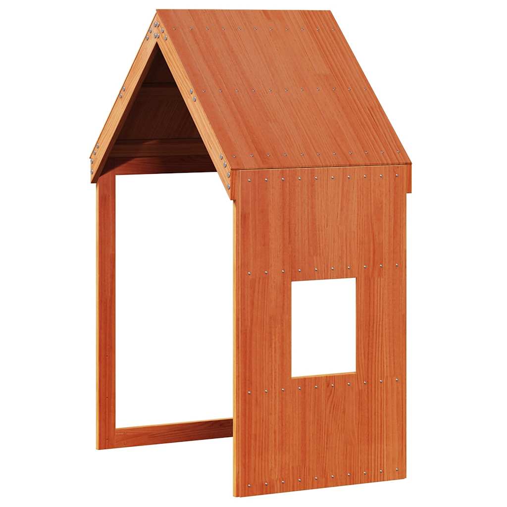 vidaXL Kids' Bed Roof Wax Brown 60x99x139.5 cm Solid Wood Pine 2