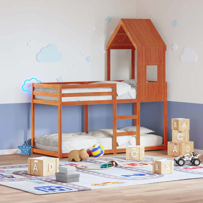 vidaXL Kids' Bed Roof Wax Brown 60x99x139.5 cm Solid Wood Pine 1