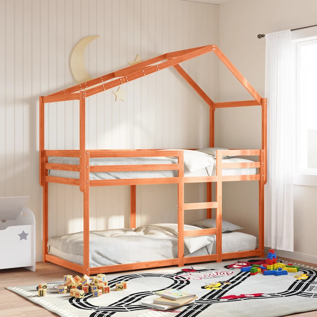 vidaXL Kids' Bed Roof Wax Brown 203x80.5x142 cm Solid Wood Pine 1