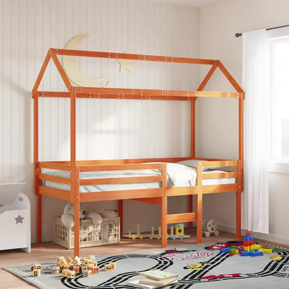 Kids' Bed Roof 207x95.5x159 cm Solid Wood Pine Wax brown 159 cm 95.5 cm