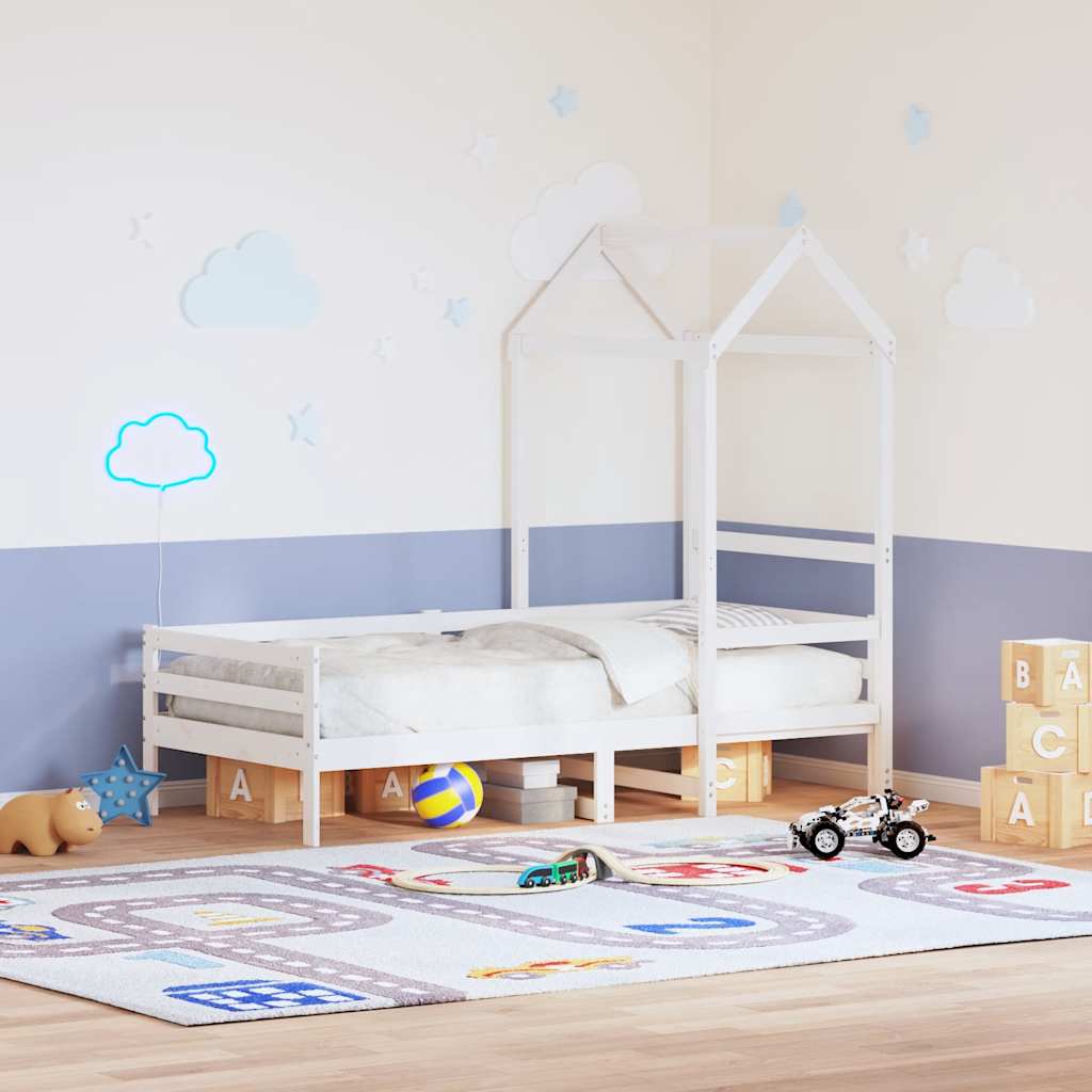 Kids' Bed Roof 98x70x176,5 cm Solid Wood Pine White 98 x 70 x 176.5 cm