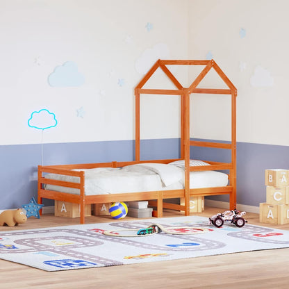 Kids' Bed Roof 98x70x176,5 cm Solid Wood Pine Wax brown 98 x 70 x 176.5 cm