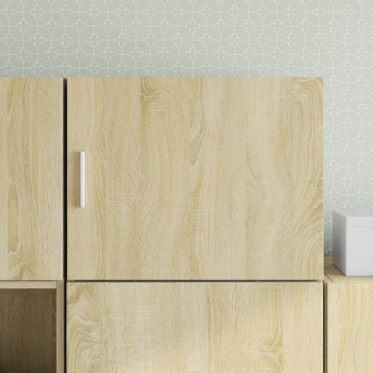 vidaXL Wall Cabinet Sonoma Oak Engineered Wood showing the front with a single door and handle