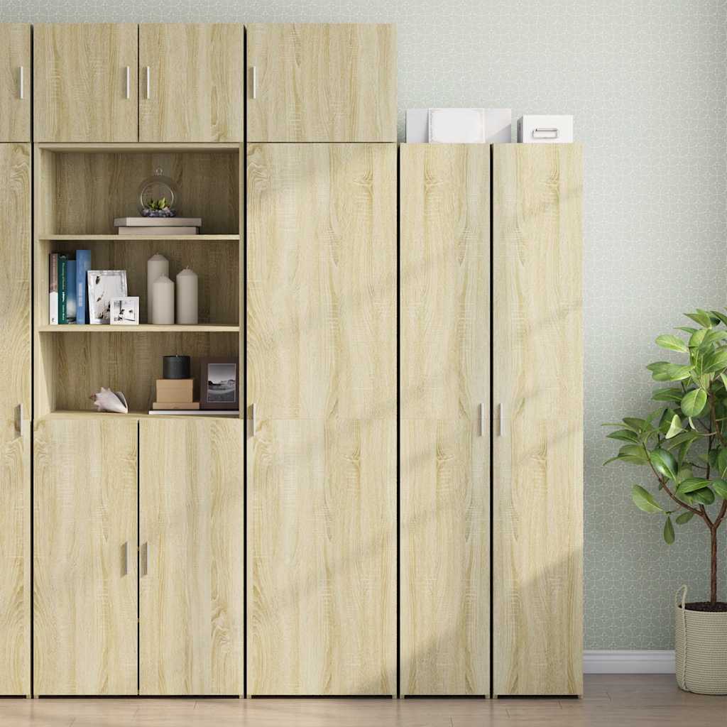 Slim Storage Cabinet 50x42.5x225 cm Engineered Wood 6 Shelves Sonoma oak