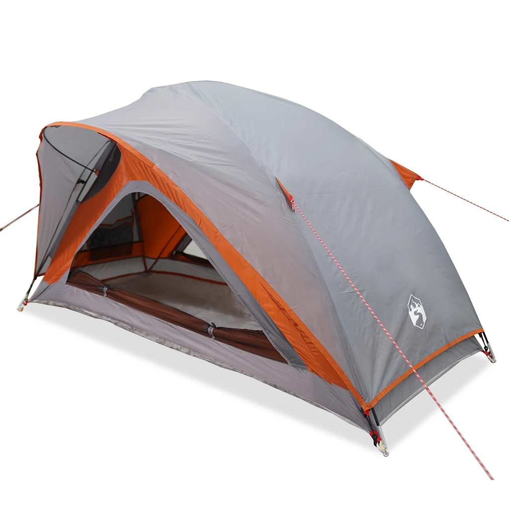 vidaXL Camping Tent 1-Person Grey and Orange Waterproof 2