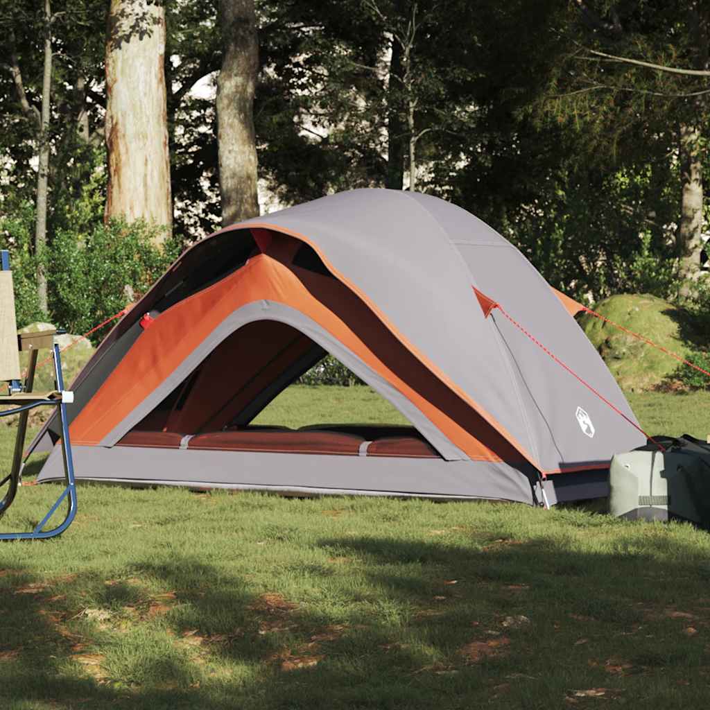 vidaXL Camping Tent 1-Person Grey and Orange Waterproof 4