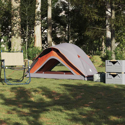 vidaXL Camping Tent 1-Person Grey and Orange Waterproof 1