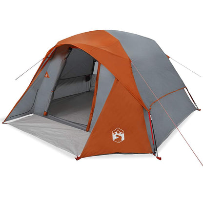 vidaXL Camping Tent Cabin 4-Person Grey and Orange Waterproof 2