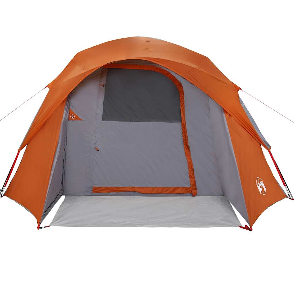 vidaXL Camping Tent Cabin 4-Person Grey and Orange Waterproof 6