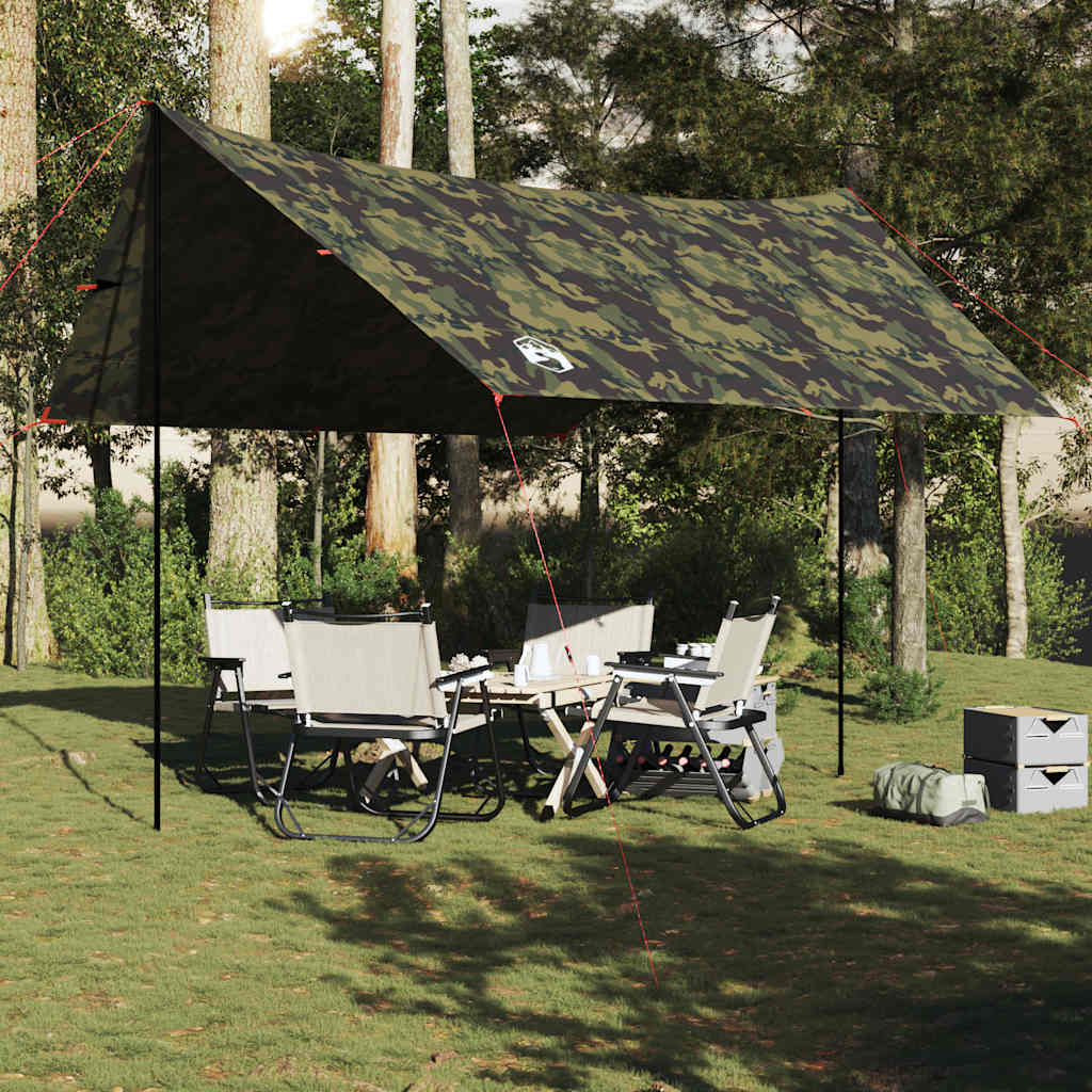 vidaXL Camping Tarp Camouflage 438x376x212 cm Waterproof 3