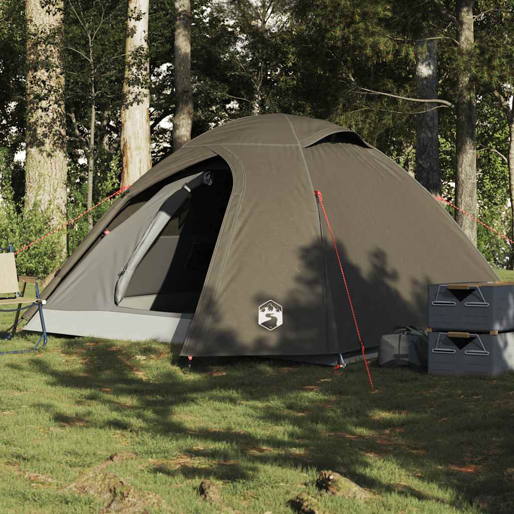 Camping Tent Dome Waterproof 3-person in Brown