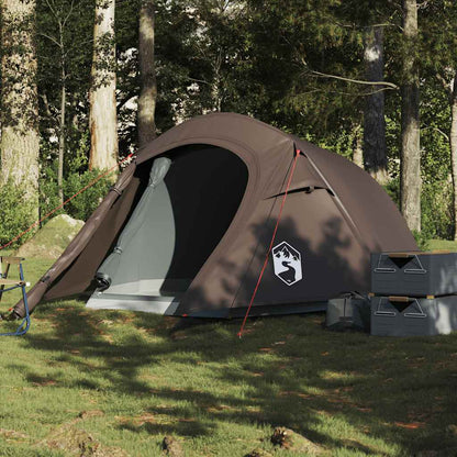 vidaXL Camping Tent Tunnel 3-Person Brown Waterproof 1