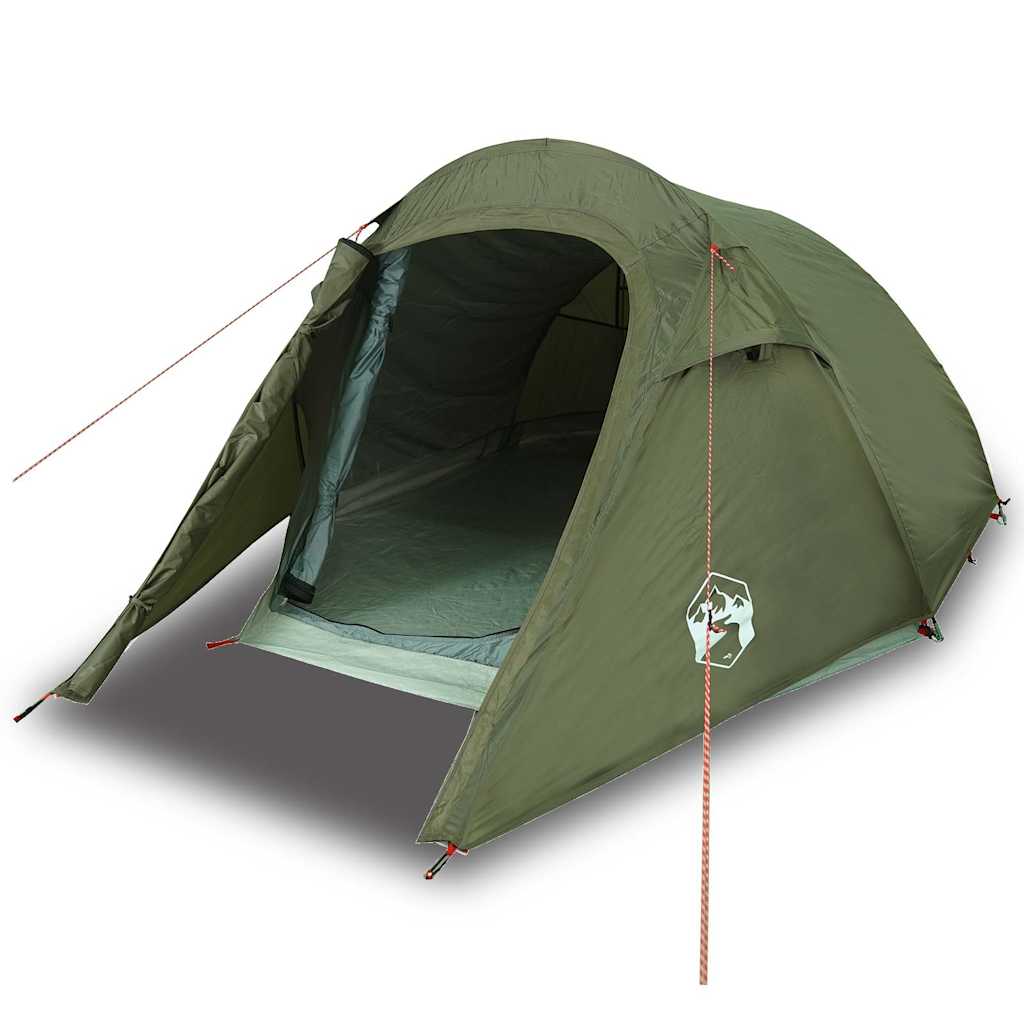 vidaXL Camping Tent Tunnel 2-Person Olive Green Waterproof 2