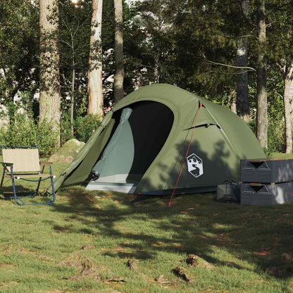 vidaXL Camping Tent Tunnel 2-Person Olive Green Waterproof 3