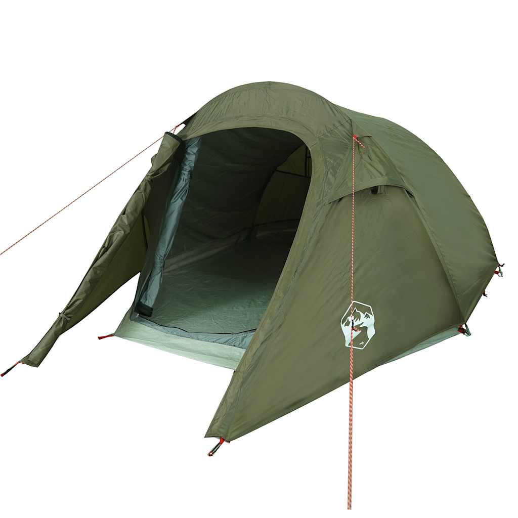 vidaXL Camping Tent Tunnel 2-Person Olive Green Waterproof 4