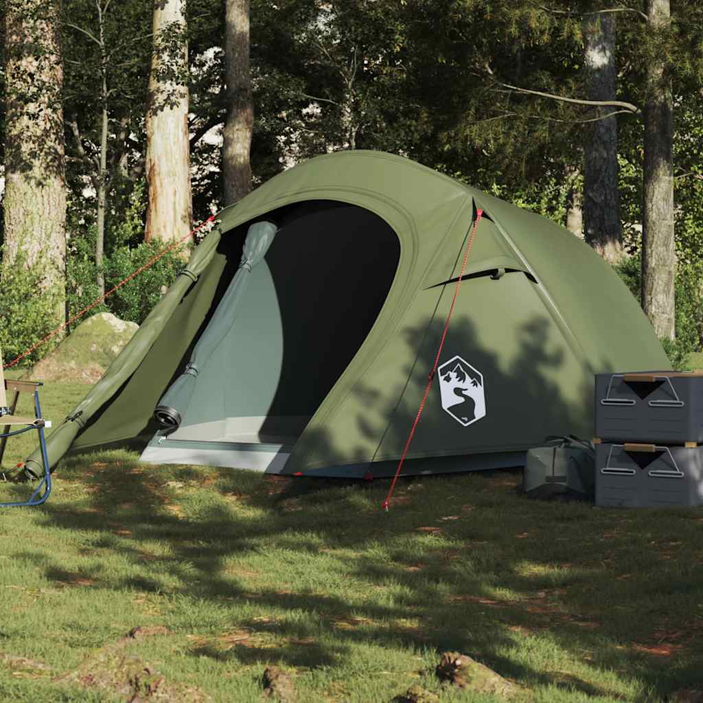 vidaXL Camping Tent Tunnel 2-Person Olive Green Waterproof 1