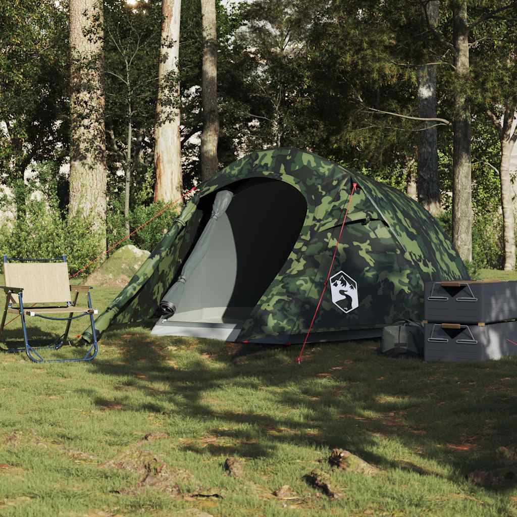 vidaXL Camping Tent Tunnel 2-Person Camouflage Waterproof 3