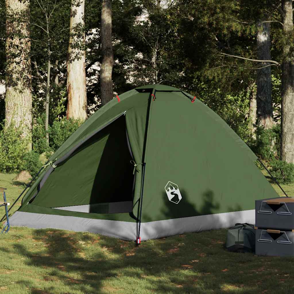 vidaXL Camping Tent Dome 4-Person Olive Green Waterproof 1