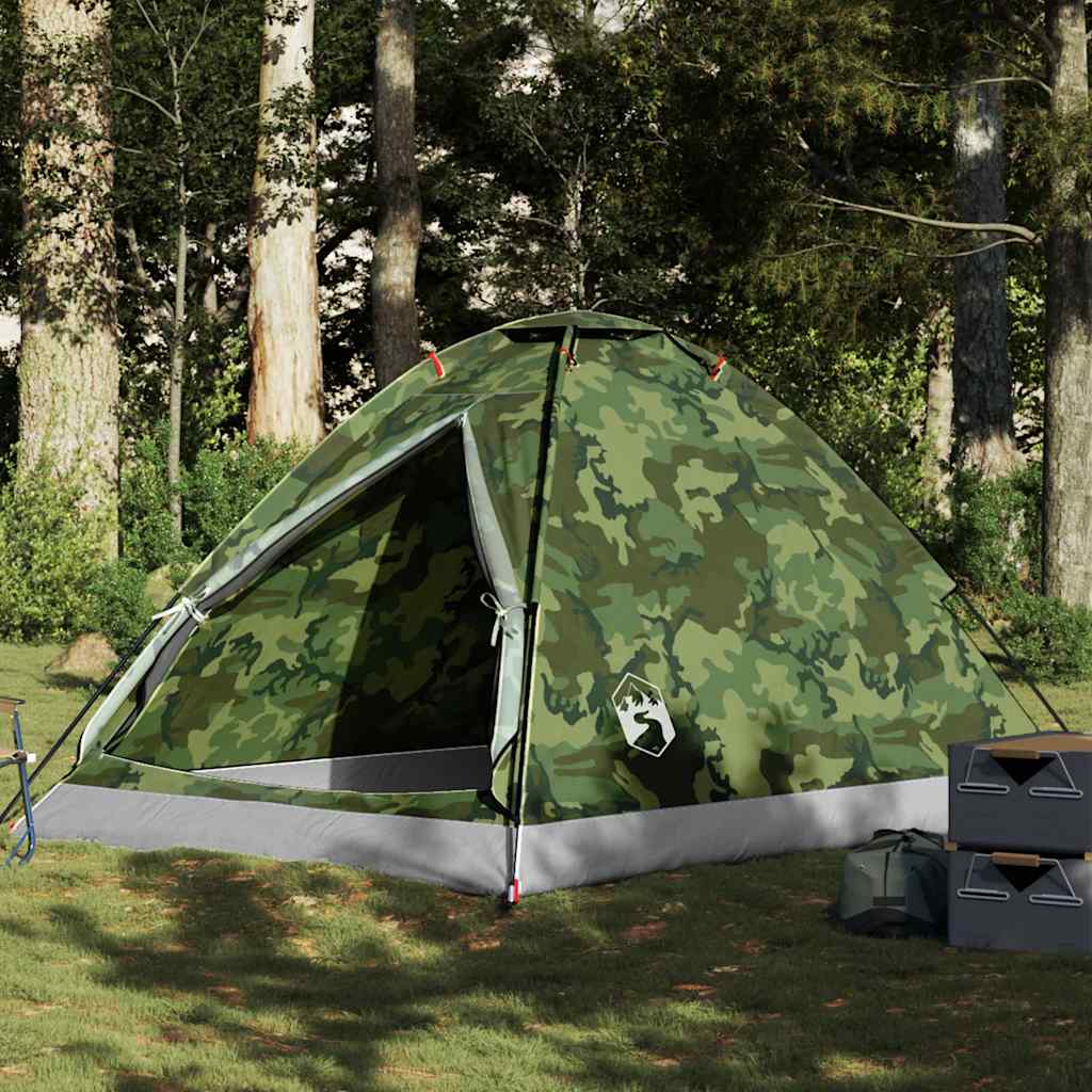 vidaXL Camping Tent Dome 4-Person Camouflage Waterproof 1