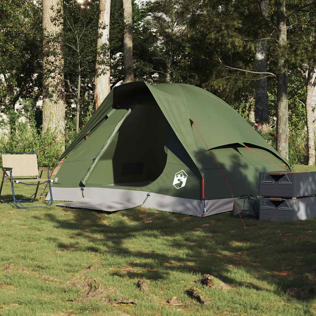 vidaXL Camping Tent Dome 2-Person Olive Green Waterproof 3