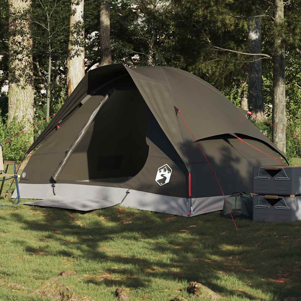 vidaXL Camping Tent Dome 2-Person Brown Waterproof 1