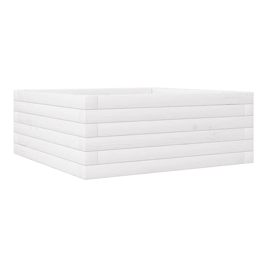 Garden Planter Solid Wood Pine Open bottom Height 23 cm White 60 cm 60 cm
