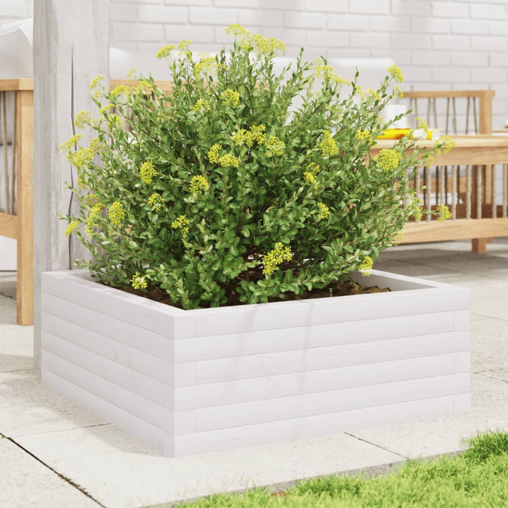 vidaXL Garden Planter White 60x60x23 cm Solid Wood Pine 3