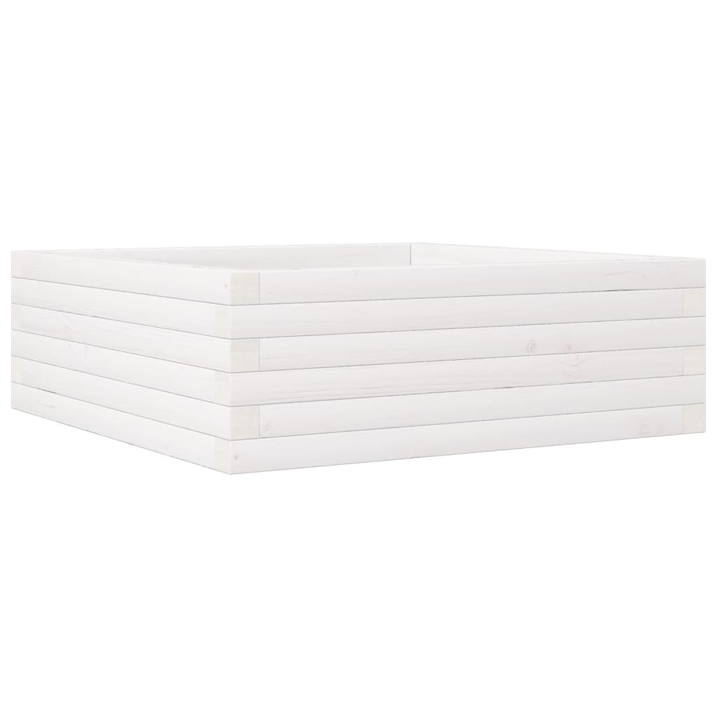 vidaXL Garden Planter White 70x70x23 cm Solid Wood Pine 2