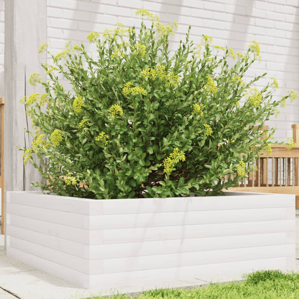 vidaXL Garden Planter White 70x70x23 cm Solid Wood Pine 1