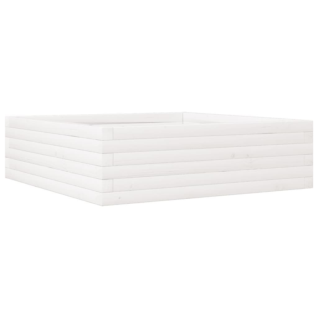 vidaXL Garden Planter White 80x80x23 cm Solid Wood Pine 2