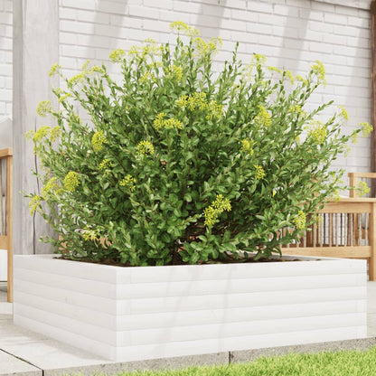 vidaXL Garden Planter White 80x80x23 cm Solid Wood Pine 1