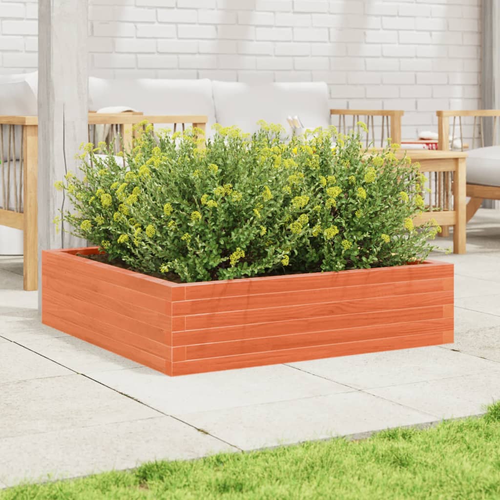 Garden Planter Solid Wood Pine Open bottom Height 23 cm Wax brown 90 cm 90 cm