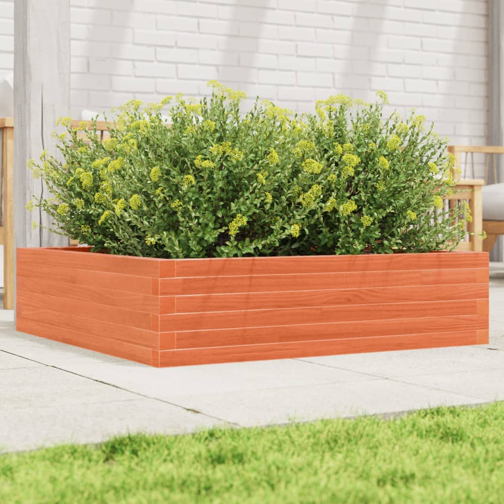 Garden Planter Solid Wood Pine Open bottom Height 23 cm Wax brown 90 cm 90 cm