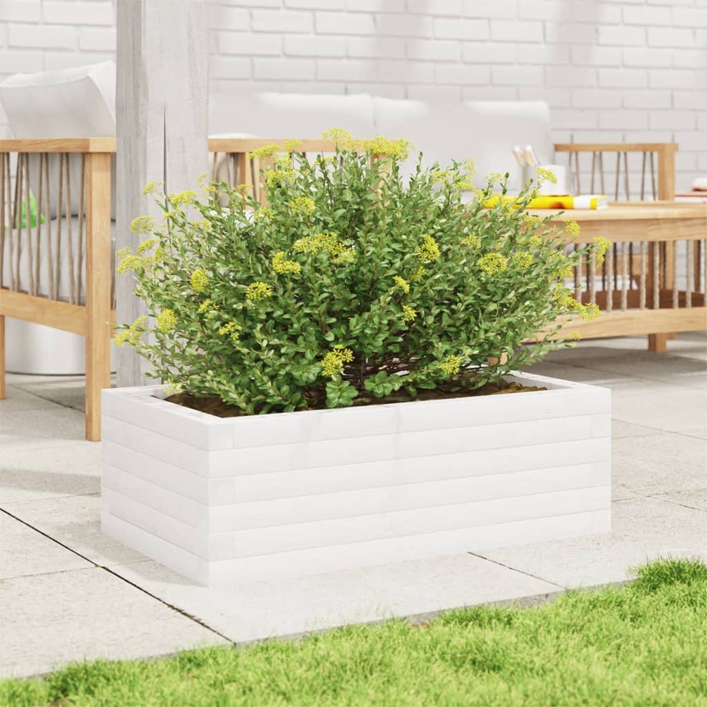 vidaXL Garden Planter White 70x40x23 cm Solid Wood Pine 3