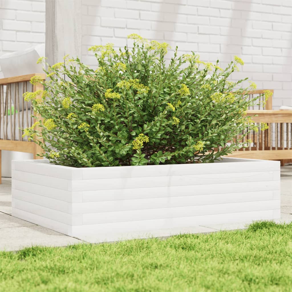 vidaXL Garden Planter White 90x60x23 cm Solid Wood Pine 1