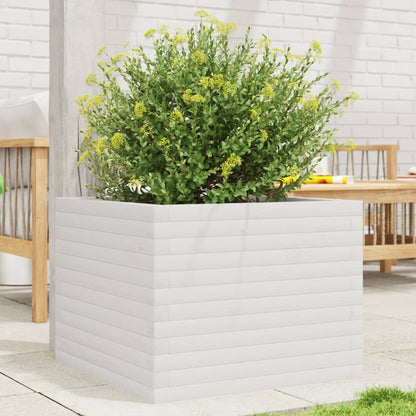 Garden Planter 50x50x45.5 cm Solid Wood Pine Open Bottom White 60 cm 60 cm