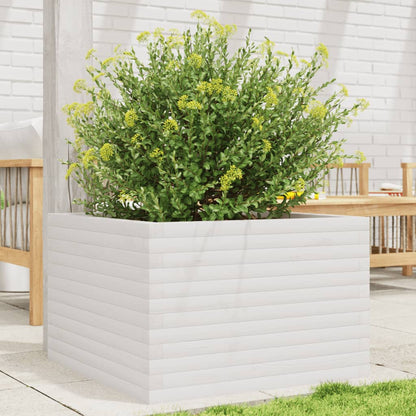 Garden Planter 50x50x45.5 cm Solid Wood Pine Open Bottom White 70 cm 70 cm