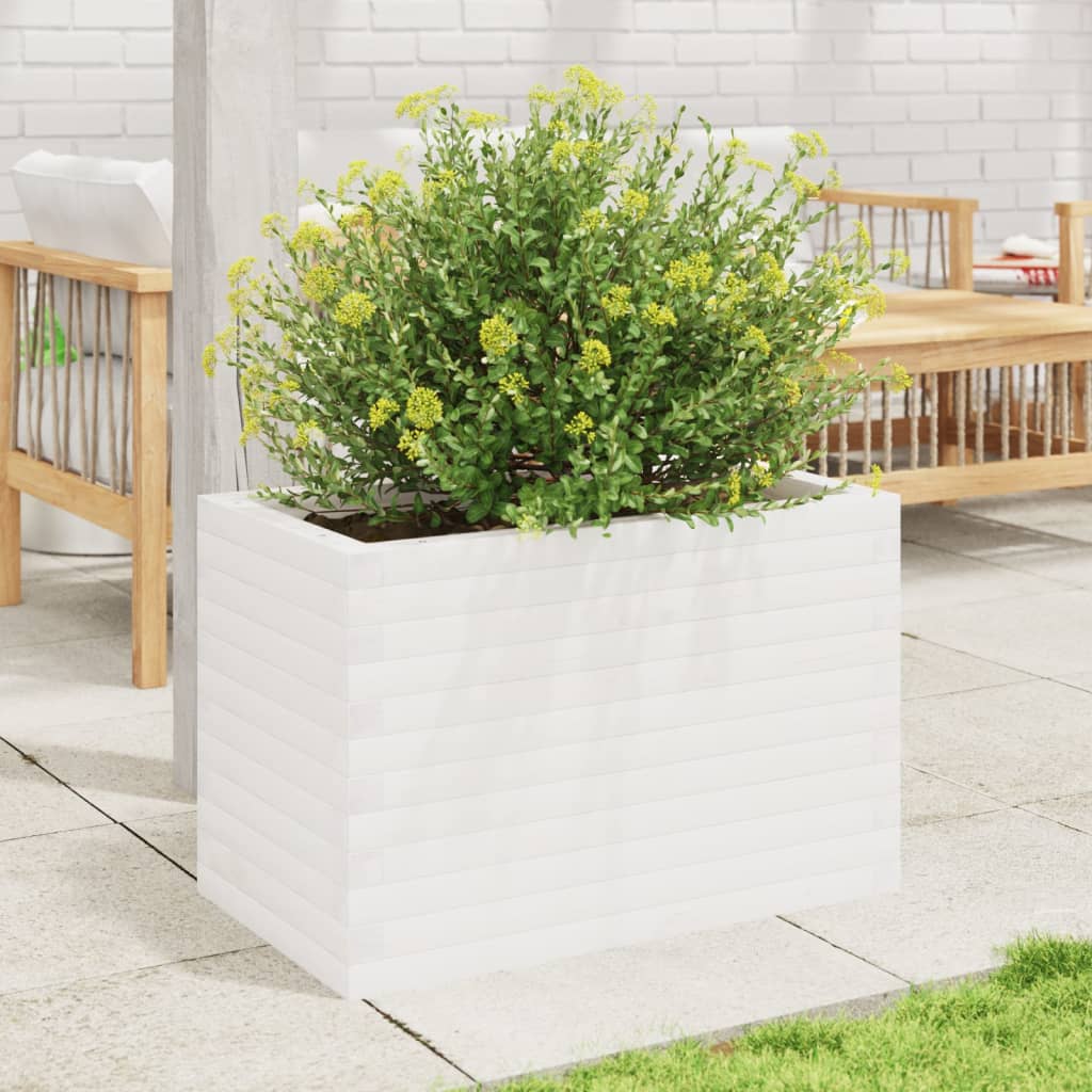 vidaXL Garden Planter White 70x40x45.5 cm Solid Wood Pine 3