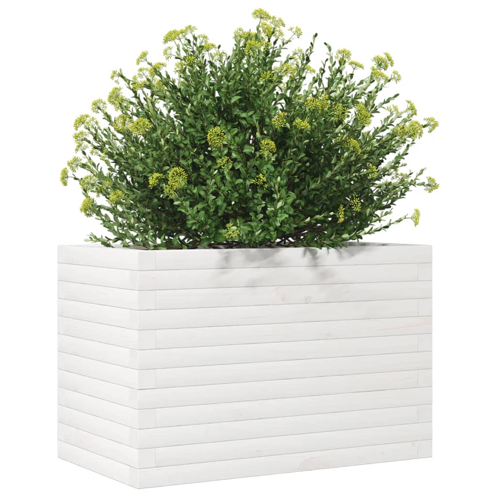 vidaXL Garden Planter White 70x40x45.5 cm Solid Wood Pine 4