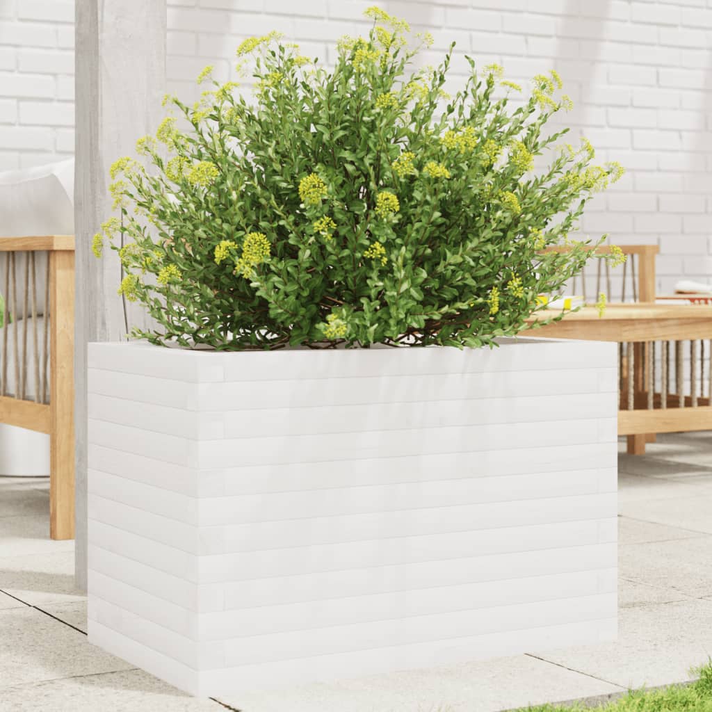 vidaXL Garden Planter White 70x40x45.5 cm Solid Wood Pine 1