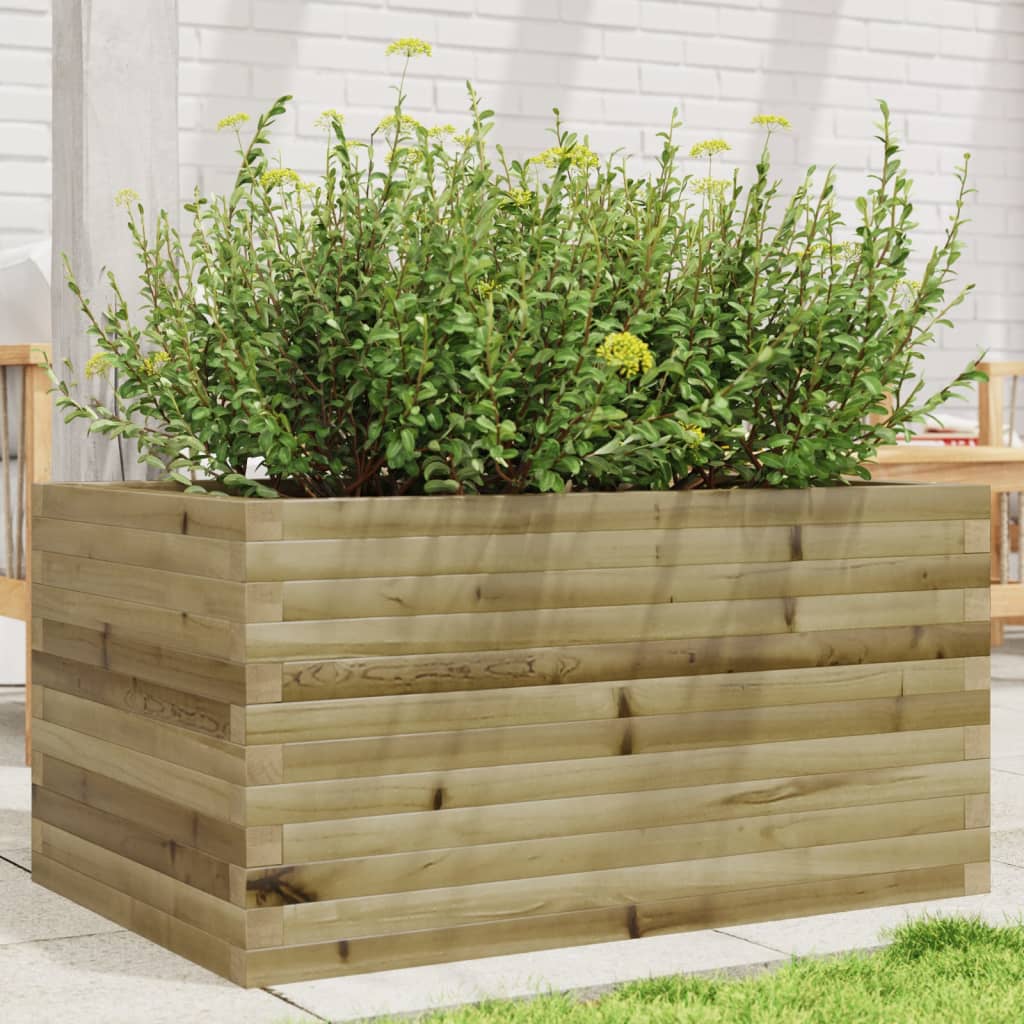 Garden Planter 50x50x45.5 cm Impregnated Wood Pine Open Bottom Natural Impregnated 90 cm 60 cm