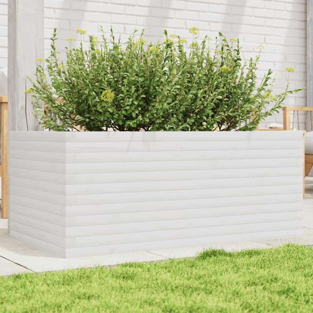 Garden Planter 50x50x45.5 cm Solid Wood Pine Open Bottom White 110 cm 60 cm