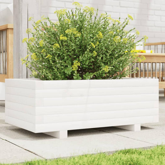 Garden Planter 40x40x26.5 cm Solid Wood Pine with Legs White 70 cm 40 cm