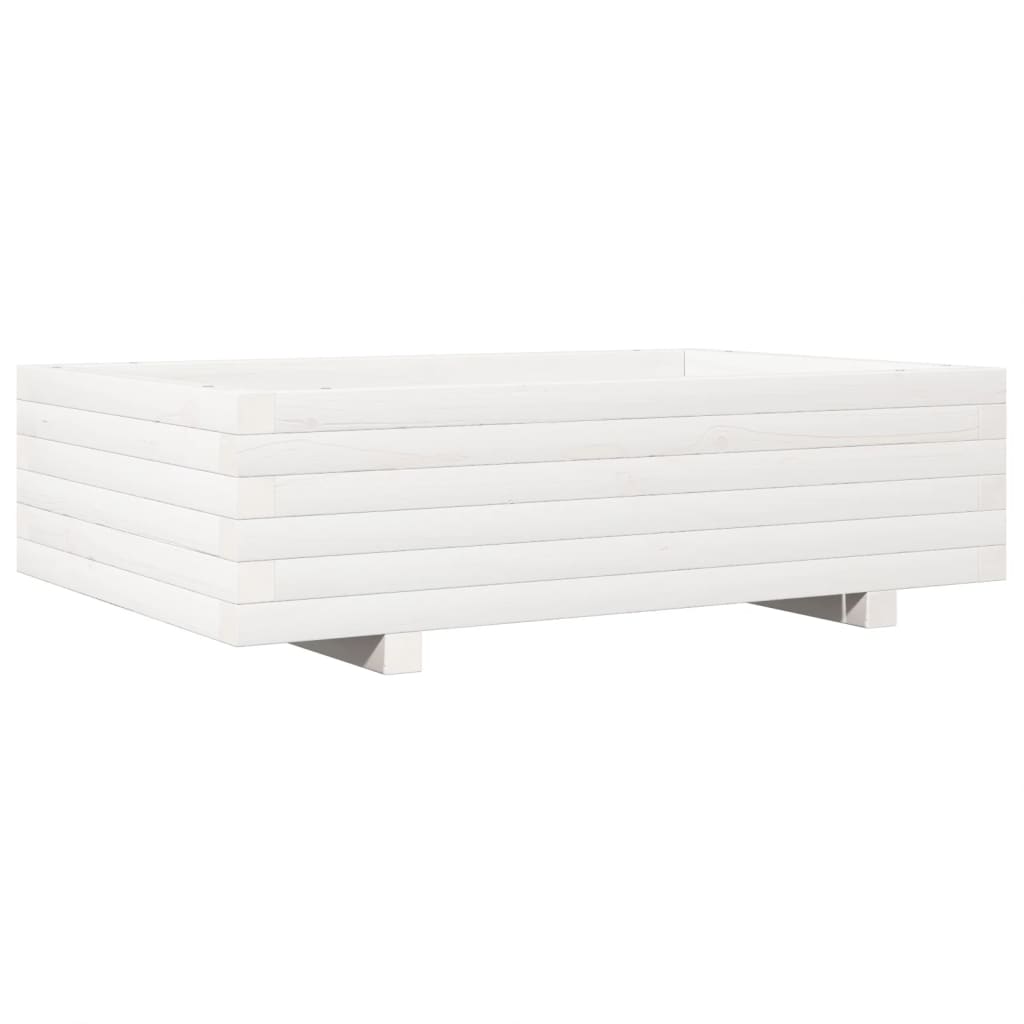 vidaXL Garden Planter White 90x60x26.5 cm Solid Wood Pine 2