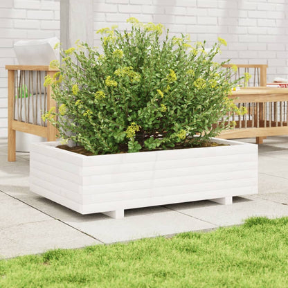 vidaXL Garden Planter White 90x60x26.5 cm Solid Wood Pine 3