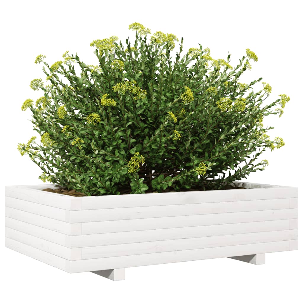 vidaXL Garden Planter White 90x60x26.5 cm Solid Wood Pine 4