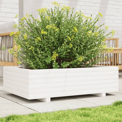 vidaXL Garden Planter White 90x60x26.5 cm Solid Wood Pine 1