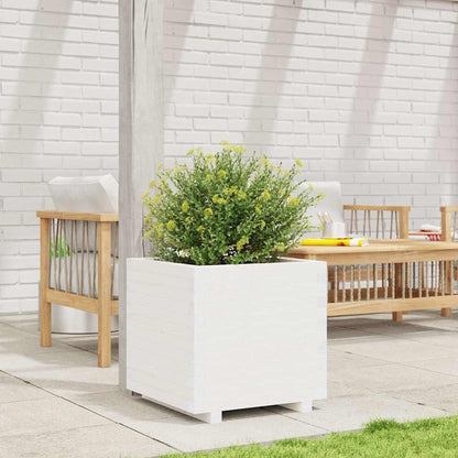 vidaXL Garden Planter White 50x50x49.5 cm Solid Wood Pine 3